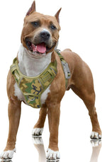 BARKBAY No Pull Dog Harness Large Reflective Dog Harness with Front Clip and Easy Control Handle for Walking Training Running with ID tag Pocket(Camo,L)