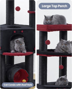 Heavy Duty Cat Tree for Large Cats Adult - 60 Inch XXL Sturdy Cat Tower Condo with Extra Wide Scratching Posts (φ4.4in) Big Cat House Hammock Perch - Indoor Wood Modern Multi Level Corner Cat Bed