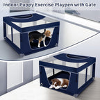 Dog Kitten Playpen with Play Pen Cover for Cat Indoor, 41 x41 x25.5 Puppy Playpen for Small Pet with See-Through Topper Proof Enclosed Door Dog Pen, Sturdy Warm Protable Play Pen for Cat