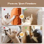 80"x15.7" Cat Wall Scratching Mat, Extra Large Cat Climbing Carpet with 20 Fixed Nails Wall Scratcher Furniture Protector for Couch, Sofa, Home (Brown)