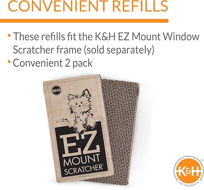 K&H Pet Products EZ Mount Window Cat Scratcher REFILL Cardboard 5 X 10 Inches - Fits K&H Cat Scratcher that Mounts to Virtually Any Smooth Surface (Refill ONLY - Frame sold separately)
