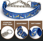 Reflective Martingale Dog Collar - Cartoon Pattern Adjustable No-Pull Training Collar with Safe Choke Chain Design for Medium, Large & XL Dogs(Cartoon XL)