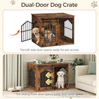 Dog Crate Furniture, 31.5" Farmhouse Dog Kennel with Sliding Barn Door, Wooden Dog Cage for Small Medium Dogs, Decorative Pet House Side End Table, Chew-Resistant, Rustic Brown DCHR9601