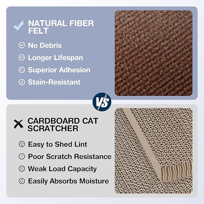 157.5" x 15.8" Cat Scratch Furniture Protector, Self-Adhesive Couch Protector from Cat Claws, Cats Scratching Mat for Couch, Sofa, Wall & Door, DIY Cat Scratch Pads Replacement, 2 Pack (Brown)