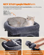Feandrea Cat Tree, 26.4-Inch Cat Tower, Plush Condo for Kittens up to 7 lb, Large Perch, 2 Caves, Scratching Post, Smoky Gray UPCT611G01