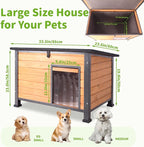 Insulated Dog House Outdoor Weatherproof, Wooden Heated Large Houses with Removable Liner for Winter, Upgrade Anti-Chewing Iron Frame Dog Shelter for Puppies, Cats