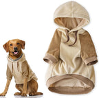 Cooper II Organic Cotton Velour Dog Hoodie Pet Coat for Small, Medium and Large Dogs, Coffee Color Block, XX-Large (70-110 lbs)