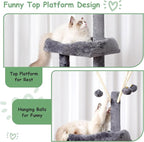 Cat Tree, Multi-Level Cat Tower for Indoor Cats, Cat Condo with Cat Scratching Post and Board, Cat Hammock, Smoky Gray GCT011G