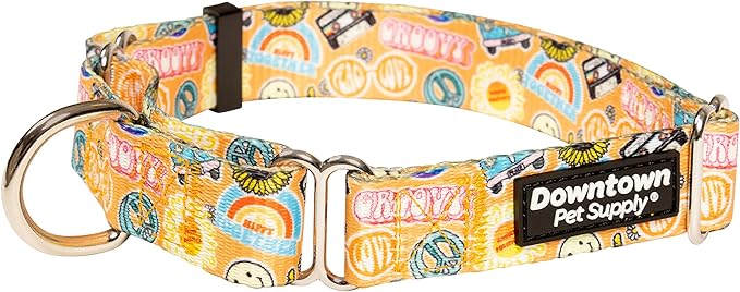 Downtown Pet Supply - Martingale Collar for Dogs - Dog Training Collar - Big, Wide & Thick Dog Collar - Escape-Proof, Weatherproof, Durable and Comfortable - Good Vibes - Large Dog Collar