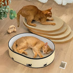 Cat Scratcher Box with 4 Cat Scratching Pads, Mess-Free Design, Refill Scratch Pad, Heavy Duty Corrugated Cardboard Lounger, DIY Stickers Decoration, for Multi-Cat Homes