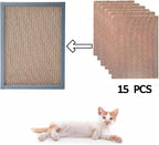 COZIWOW Wall Cat Scratcher Art, 15 PCS Replaceable 2-Side Corrugate Cardboard Cat Scratching Mats with Wood Board & 7 Cute Patterns for Indoor Cats Nail File, Couch Furniture Corner Protector