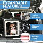 Pet Carrier with Pad, 26.4"Lx15.3"Wx18.8"H - Collapsible Travel Kit for Medium Cats & Dogs, Hard Plastic Wall Kennel for Indoor/Outdoor Use
