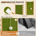 Cat Scratcher with Bell Ball Cat Scratch Pad L-Shaped Scratch Mat Vertical Cat Scratching Board for Indoor Cats Felt Cats Scratching Post Furniture Protector Kittens Cratchers Toys- Green