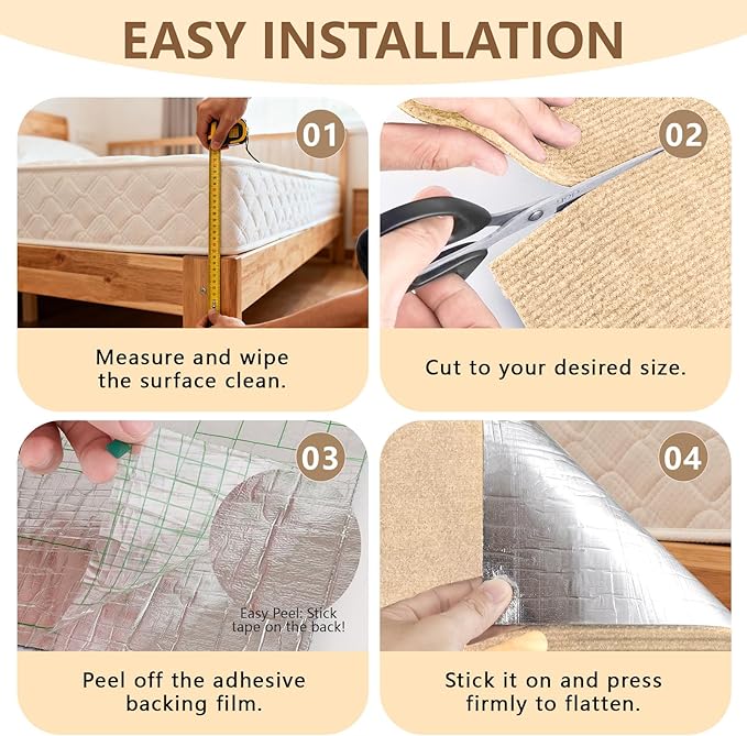 Cat Scratch Pad 78.7x15.8 Inch Self-Adhesive Trimmable Durable Cat Claws Furniture Protector for Couch Sofa Wall Door,Beige