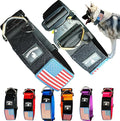 Tactical Dog Collar 2 Inch Wide Thick Heavy Duty Military Style with Metal Buckle, Adjustable for Medium - Large Breeds, Durable K9 Training Gear with Patch Area, USA Flag Patch, Strong and Secure Fit