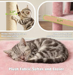 Pawly 52.5" Large Cat Tree with 2 Condos & Sisal Ramp, Premium CARB P2-Compliant Particle Board, 350G Plush Sturdy Cat Tower for Large Breeds, Senior Cats & Multi-Cat Household, Pink