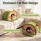 Cat Bed for Indoor Cats - Cute Cat Bed Cave, Tree Hole Cat House Tent for Kittens and Small Medium Pets with Removable Washable Cushion & Anti-Slip Bottom, Enclosed Kitten Bed Hideaway