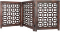Wooden Foldable Pet Dog Safety Gate -3 Panels 20"Wx24"H- Hand Carved Solid Wood And MDF - Free Standing Portable Indoor Doorway Hall Stairs Dog Puppy Fence - Fully Assembled - Antique Brown -IRONGATE