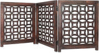 Wooden Foldable Pet Dog Safety Gate -3 Panels 20"Wx24"H- Hand Carved Solid Wood And MDF - Free Standing Portable Indoor Doorway Hall Stairs Dog Puppy Fence - Fully Assembled - Antique Brown -IRONGATE