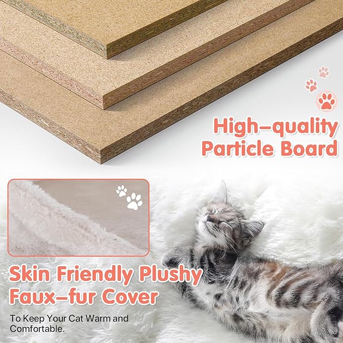 Cat Tree with Scratching Post,Cat Tower House for Indoor Large Adult Cats Kittens,21" Multi-Level Activity Cat Cando Furniture,Beige