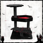 KAMABOKO Gothic Cat Tree with Coffin Bed, 30.3” Black Cat Tower for Indoor Cats with Scratching Posts for Halloween Cat, Black and Red