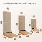 EHEYCIGA Cardboard Cat Scratcher for Indoor Cats, 26.8 Inch L Shaped Vertical Cat Scratching Board with Ball Cat Toy, Large Cat Scratcher Pad, Brown (Pack of 2)