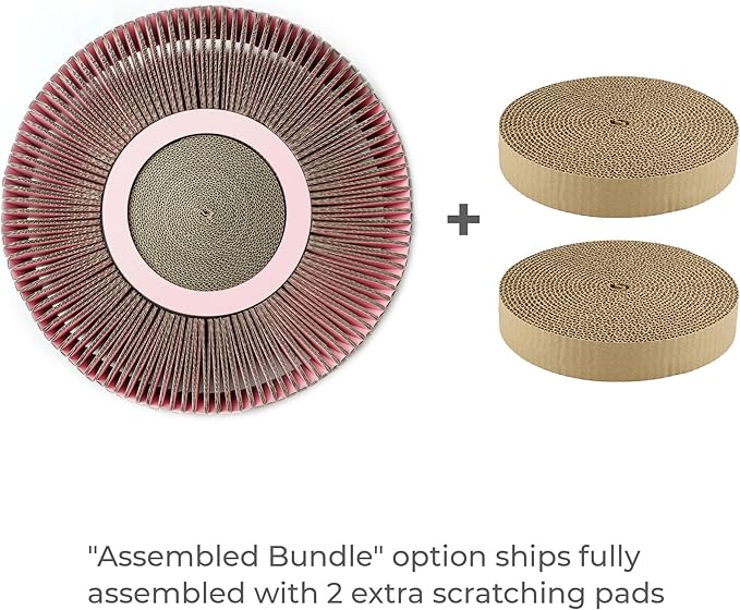 Nest Cat Scratcher Lounge Bed - for Rubbing, Resting, and Scratching (Assembled Bundle, Hanami Pink)