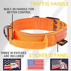 ADITYNA Heavy Duty Dog Collar for Extra-Large Dogs - Reflective Orange Collar with Handle for Training, and Walking - Wide, Thick, Tactical, Soft Neoprene Padded