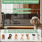 14" Tall Short Dog Gate to Step Over, Retractable Mesh Pet Door for Small Puppy, Extended up to 55" Wide for Indoor Stairs Doorways and Hallway - Black