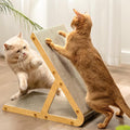 A-Frame Cat Scratching Board, Recycled Cardboard & Wood Frame, Dual-Sided Vertical Horizontal Cat Scratcher for Indoor Kittens, Space-Saving Furniture Protector for Sofa Walls-Light Wood, Small