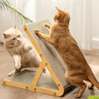 A-Frame Cat Scratching Board, Recycled Cardboard & Wood Frame, Dual-Sided Vertical Horizontal Cat Scratcher for Indoor Kittens, Space-Saving Furniture Protector for Sofa Walls-Light Wood, Small
