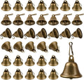 Craft Bells 36 Pcs Small Brass Bells for Crafts, Vintage Bronze Hanging Jingle Bells with Spring Hooks for Wind Chimes, Dog Training Doorbell, Mission Project, Wedding, Christmas & Home Decor