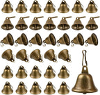 Craft Bells 36 Pcs Small Brass Bells for Crafts, Vintage Bronze Hanging Jingle Bells with Spring Hooks for Wind Chimes, Dog Training Doorbell, Mission Project, Wedding, Christmas & Home Decor