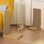 Cardboard Cat Scratcher, 23" L-Shaped Scratch Pad, Vertical Wall-Leaning Scratching Board to Protect Furniture for Indoor Cats,Wood Grain Large,2-Pack