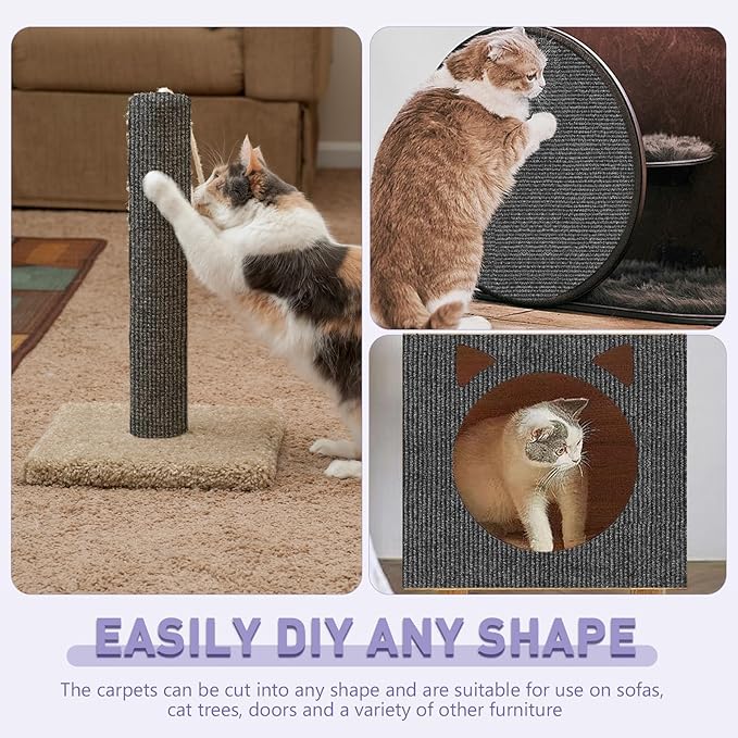 Cat Scratch Furniture Protector for Couch, Wall & Door Guard, Trimmable Self-Adhesive Scratch Pad, DIY Climbing Mat, Deterrent, Scratching Post Replacement (39.4''x15.8'', Gray)