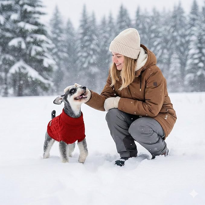 Cable Knitwear Valentines Dog Sweater, Warm Clothes for Chihuahua, Bulldog, Dachshund, Pug, Yorkie,Dog Outfits for Small Dogs Medium Dogs (Red XS)