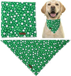 St. Patrick's Dog Bandana, UP URARA PUP Shamrock Triangle Bid Scarf for Medium Large Dogs, Cotton Kerchief for Girl Boy Puppies, Cute Spring Green Bandana,S