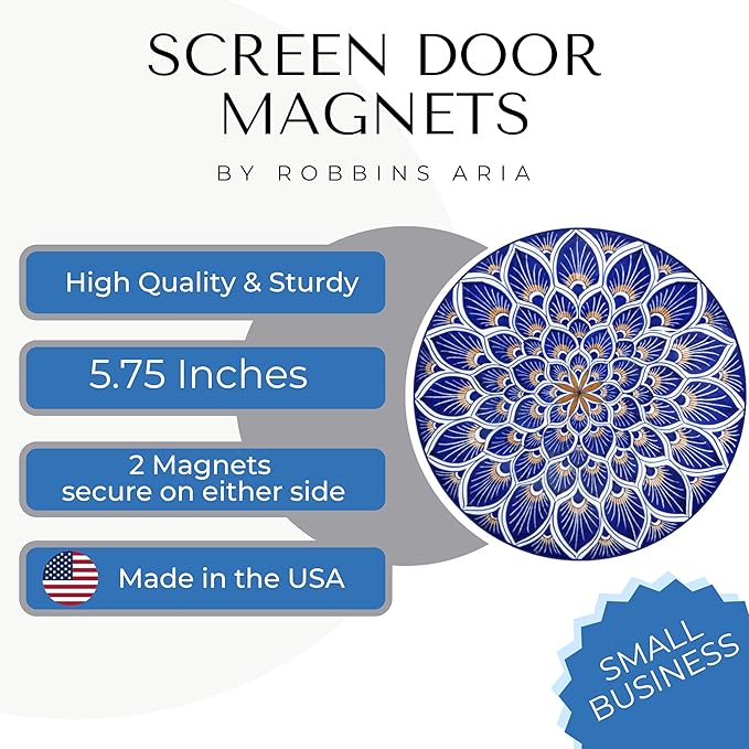 Screen Door Magnets Double Sided – Keep People, Kids, and Dogs from Running into a Screen Door. Saver - Robbins Aria Blue Mosaic