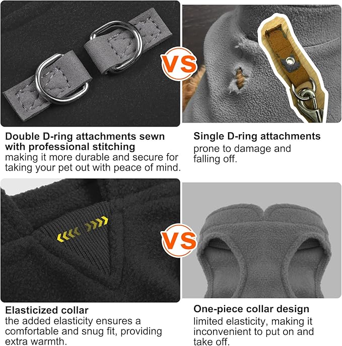 BEAUTYZOO Dog Fleece Vest Sweater Winter Jacket for Small and Medium Dogs with D-Ring Leash Cold Weather Coat Hoodie for XS S M Dogs Boy or Girls, Large