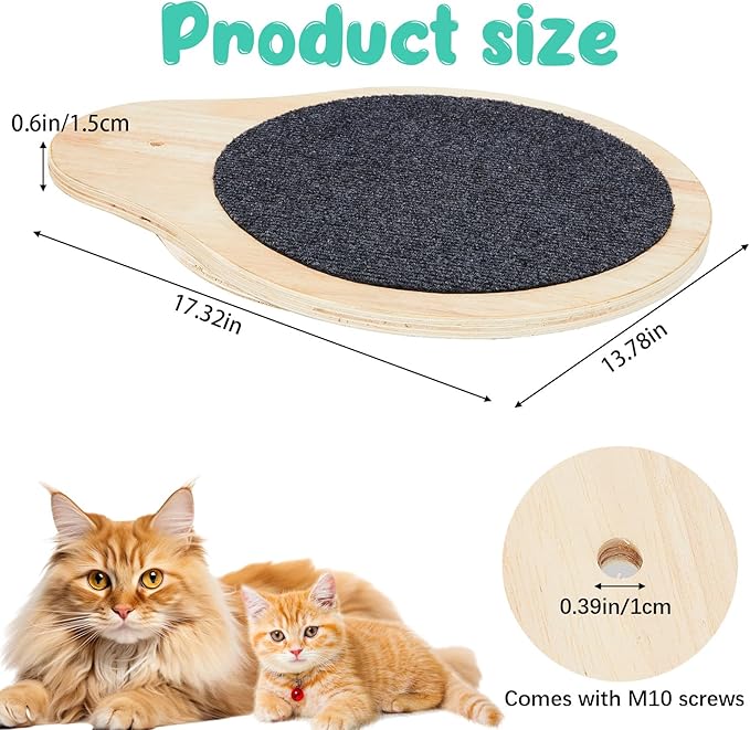 3 Pack 17.32" x 13.78" Cat Tree Attachments Accessories Tower Replacement Platform Soft Felt Blanket Wooden Perch Step Handwoven Hemp Rope Scratch for Floor to Ceiling DIY Indoor Cats Tower