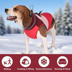azuza Dog Jacket for Small Dogs Waterproof Dog Coat with Reflective Strips and Harness Built in Warm Fleece Dogs Winter Coat Windproof with Back Zipper, Red L