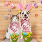 Easter Dog Bandana Bunny Costumes, Easter Bunny Dog Headband Buffalo Plaid Dog Easter Bandanas for Small Medium Large Dogs