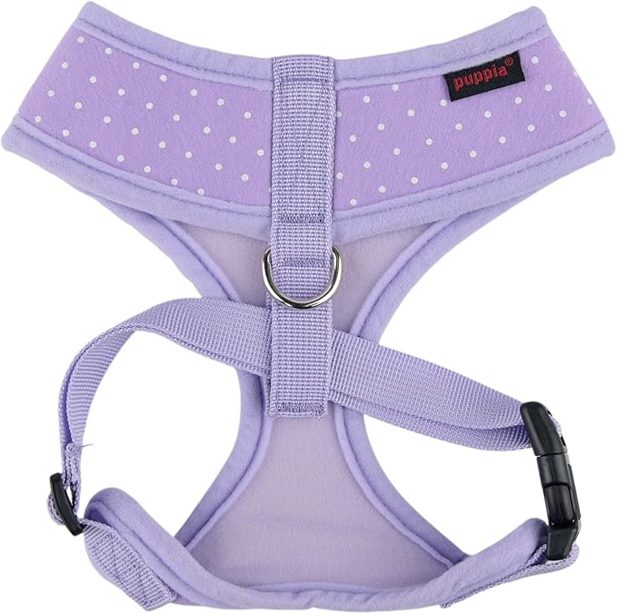 Puppia Dotty Dog Harness A (Over-the-Head) Fashionable Polka Dot Pattern Spring Summer Harness for Small Dogs, Violet, Small