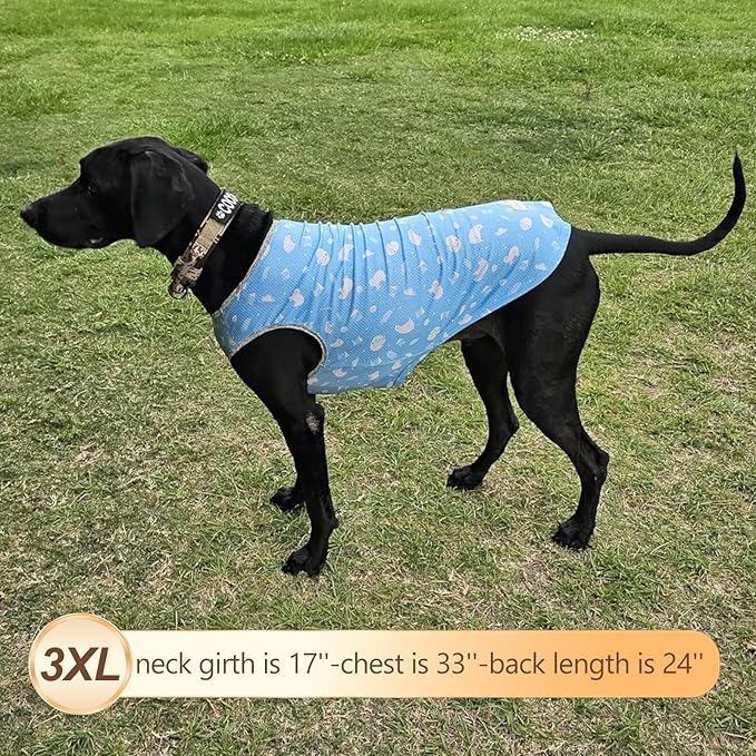 KYEESE 2Pack Dog Cooling Shirt, Breathable Dog Shirt for Large Dogs, Sun Protection Dogs Cooling Vest Tank Top, Lightweight Soft Sleeveless Summer Pet Clothes, Polar Bear+Ice, 3XL