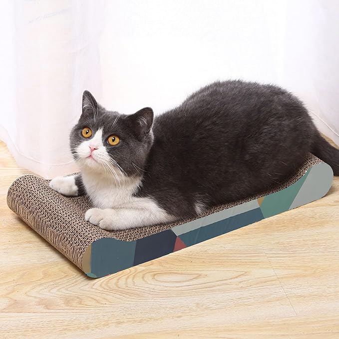 Cat Scratch Board, Bone-Shaped Design cat Scratch pad, Brown Corrugated Cardboard, pet cat Toy, Reversible cat Scratch Toy (2pcs)
