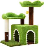 Flower Cat Tree with Cat Condo for Indoor Cats, 29" Cat Tower with Sisal Scratching Post and Top Perch, 3-in-1 Multi-Level Cat Tower for Small Cats and Kittens