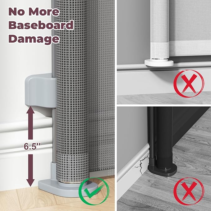Retractable Baby Gates 2 Pack, 55" Wide Mesh Dog Gate Indoor, 34" Tall Gate for Stairs Doorways Hallways Deck, Child Pet Safety Gate for Indoor Outdoor Home Use, Grey
