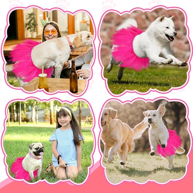 Dog Tutu Tulle Tutu for Dogs Small Large Medium Puppy Dress Ballerina Costume Skirt for Holiday Puppy Cats Bunny Pet Outfit Birthday Wedding Party Photo Prop Supplies(Hot Pink)