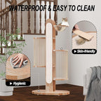 Modern Cat Tree Tower for Indoor Cats, 67" Tall Solid Wooden Cat Tower with Scratching Posts, 6 Level Natural Luxury Cat House, Washable Cushions Cat Furniture for Large Multi-Cat Households White