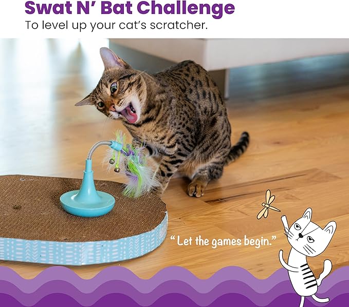 Catstages Feather Spring Toy Tease for Corrugate Cat Scratcher, Interactive Play, Blue